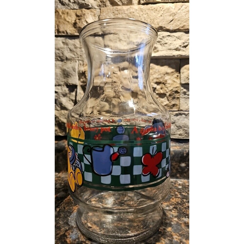 USA Disney WINNIE THE POOH, EEYORE Glass Carafe, Juice Pitcher Anchor Hocking - Picture 4 of 9